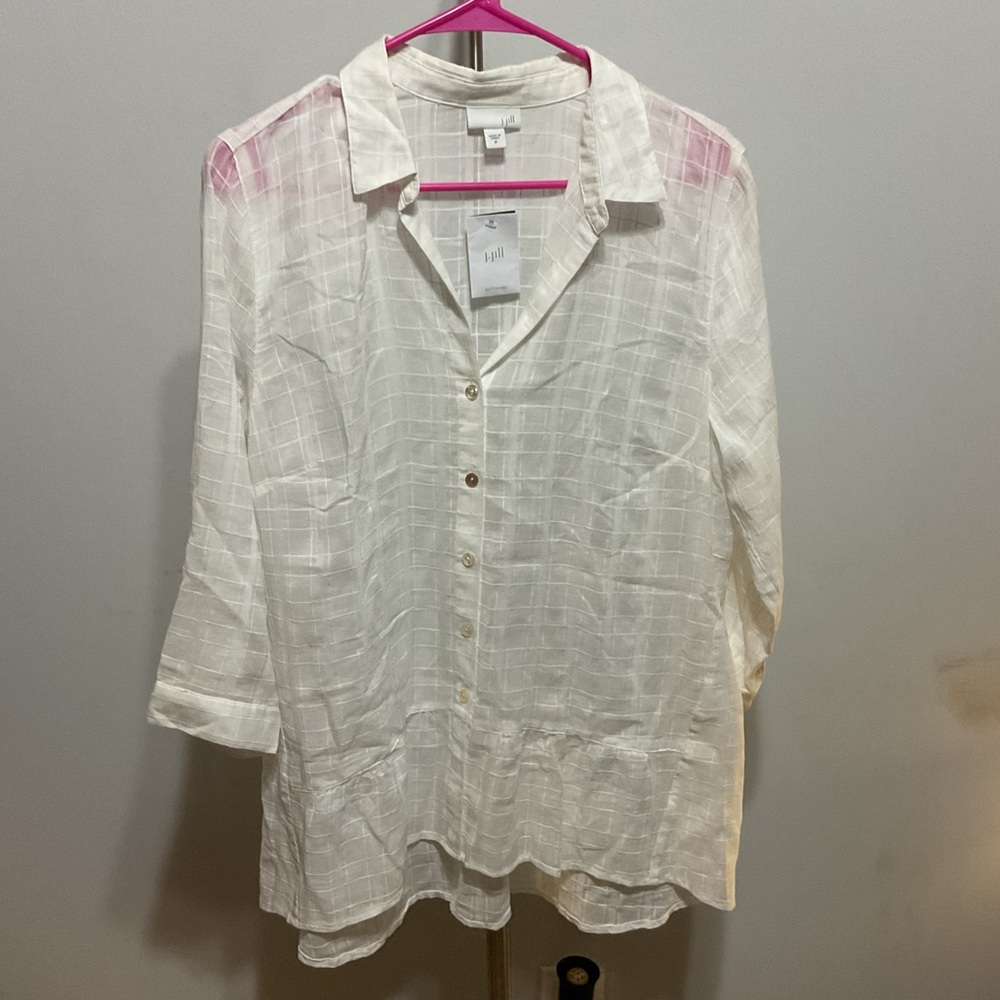 J.Jill White 3/4 Sleeve Blouse Size M NWT - Picture 1 of 10